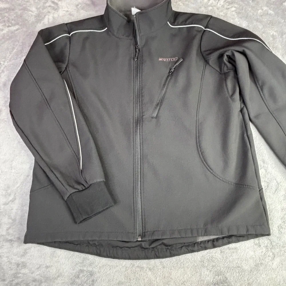 Wantdo‎ Softshell Jacket Men XL Black Fleece Lined Full Zip Outdoor Hiking Coat